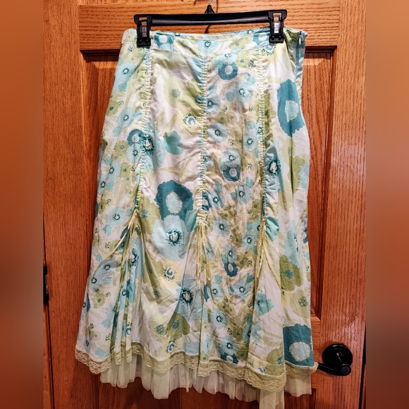 NWT Vintage April Cornell Cottage Meadow Ruched A-Line Midi Skirt